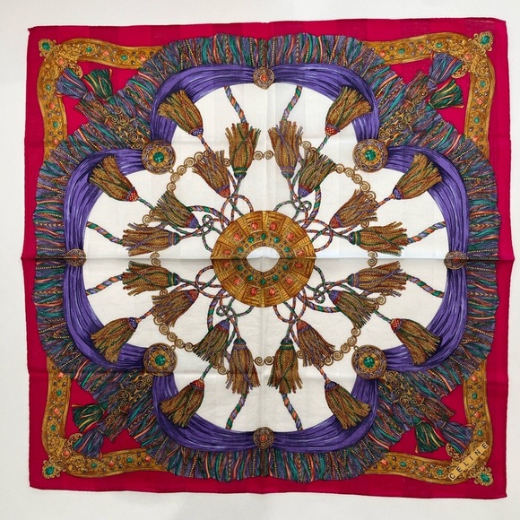 Celine Paris Vintage Handkerchief Pink Cotton Square Bandana Scarf  Size 18.5” - Picture 3 of 9